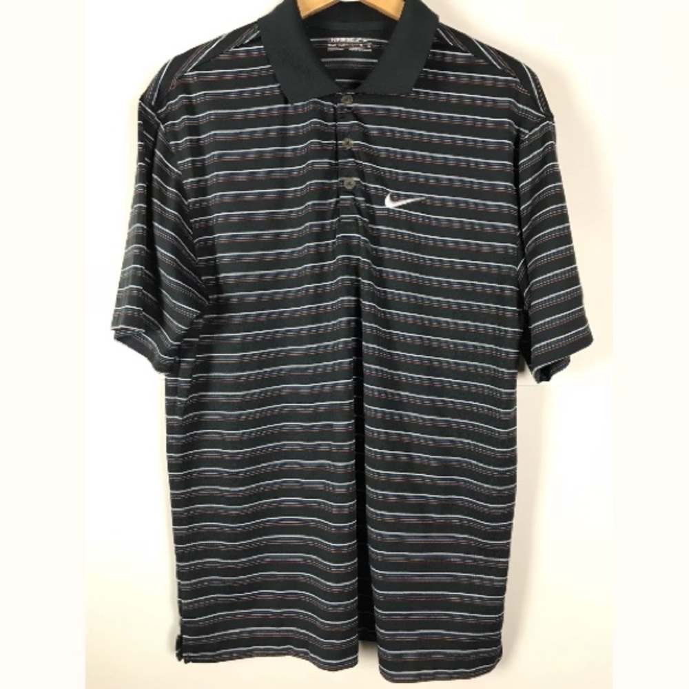 Nike Golf Fit Dry Striped Performance Polo Shirt L